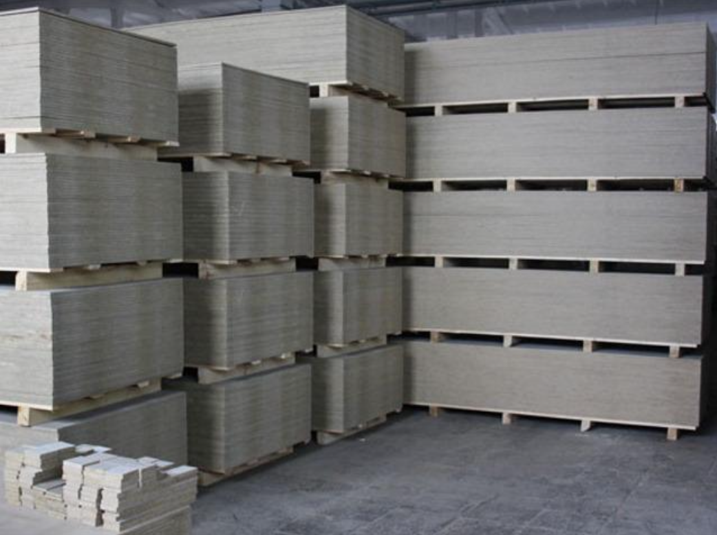 Fibre cement boards stored in warehouse